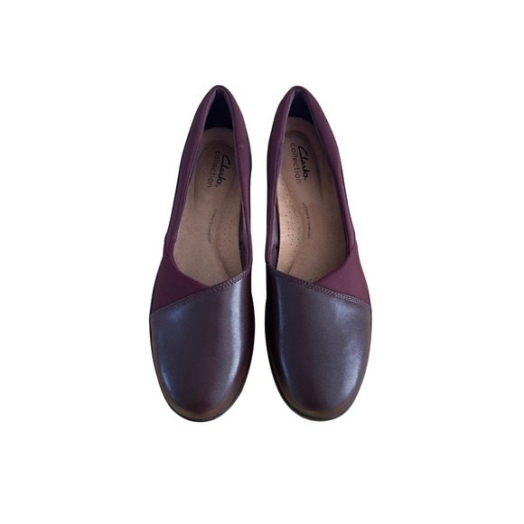Clarks Shoes - Clarks Collection Women's Suttyn Walk Wedges Wine Leather Size 10